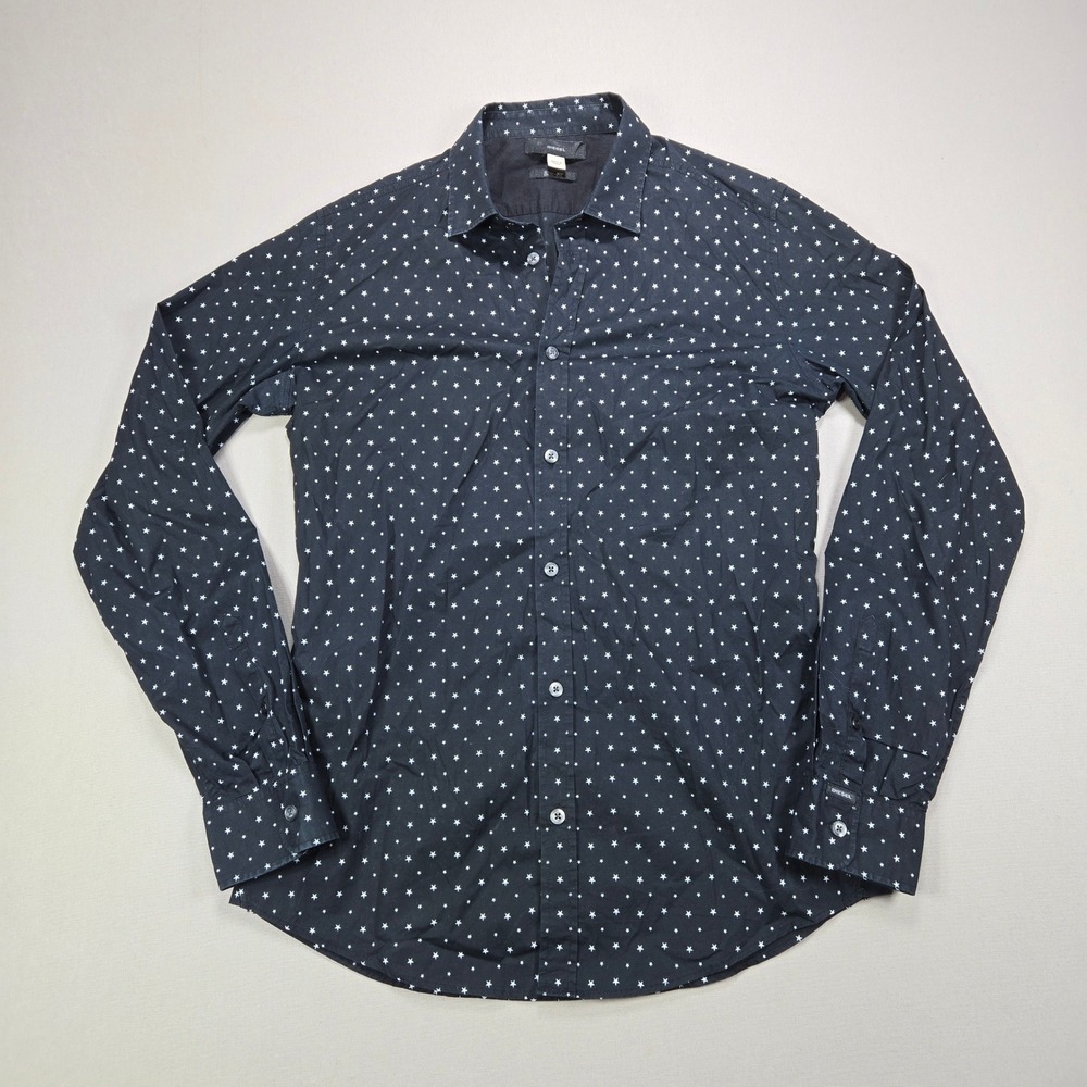 DIESEL Slim Fit Black Star Print Long Sleeve Button Up Shirt Mens‎ Size M